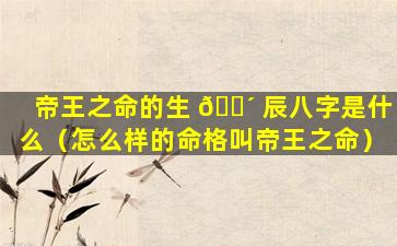帝王之命的生 🌴 辰八字是什么（怎么样的命格叫帝王之命）